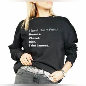 Hermes, Chanel, Dior, Saint Laurent Cotton Crew Sweater Size M